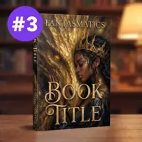 A book cover mockup featuring a Black woman with dark hair wearing an ornate crown, standing in front of a majestic, shimmering golden dragon. The words "Book Title" are written in large gold font.