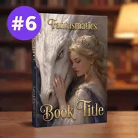A book cover mockup showing a blonde woman in a light blue gown gently embracing the snout of a striking, majestic white dragon. The title text is styled in elegant gold script.
