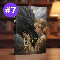 A book cover design featuring a blonde woman with a crown looking into the glowing eye of a fierce, dark scaly dragon with a mountainous backdrop.