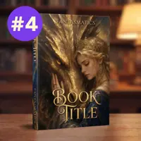 A book cover design featuring a blonde woman with a crown looking down thoughtfully while resting her hand against the scales of a golden dragon.